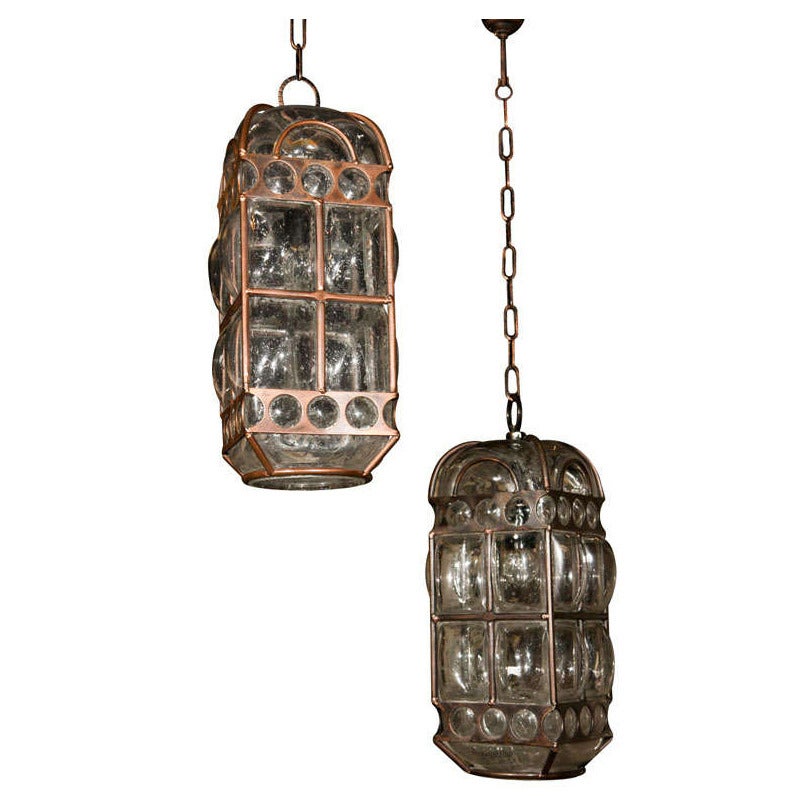 Two Italian Blown Glass Pendant Lights For Sale at 1stdibs