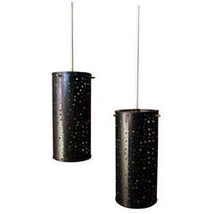 Pair of Cylindrical Hanging Lights 1