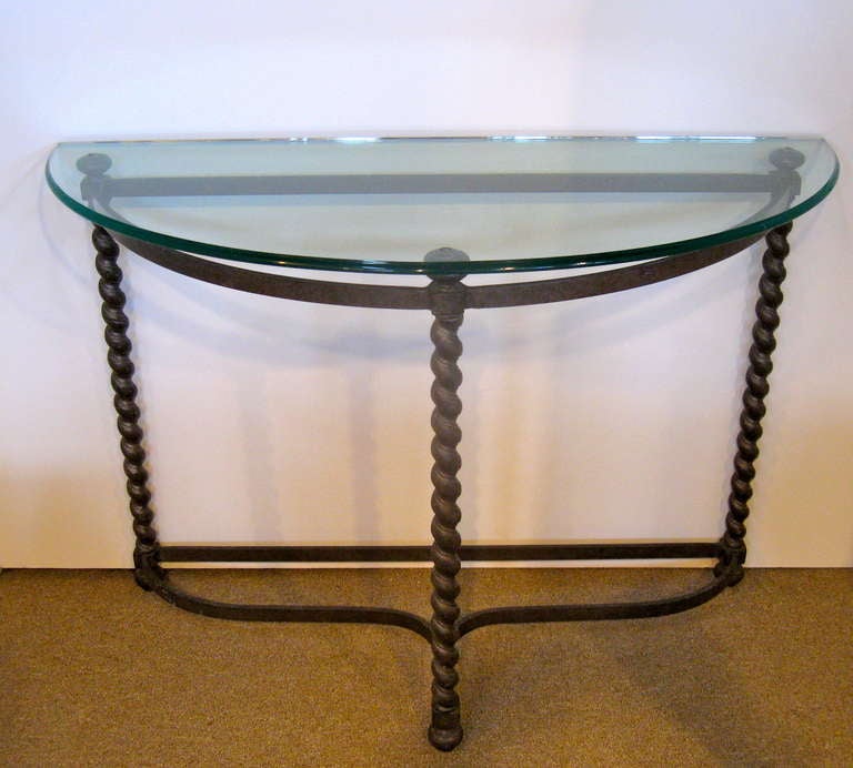 American Metal and Glass Demi-Lune Console