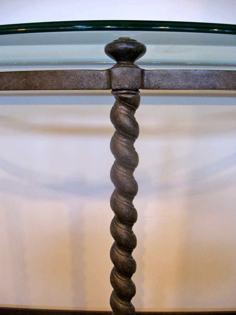 Metal and Glass Demi-Lune Console In Good Condition In St.amford, CT