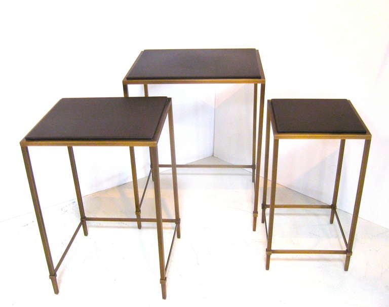 Set of Three Leather Nesting Tables 1