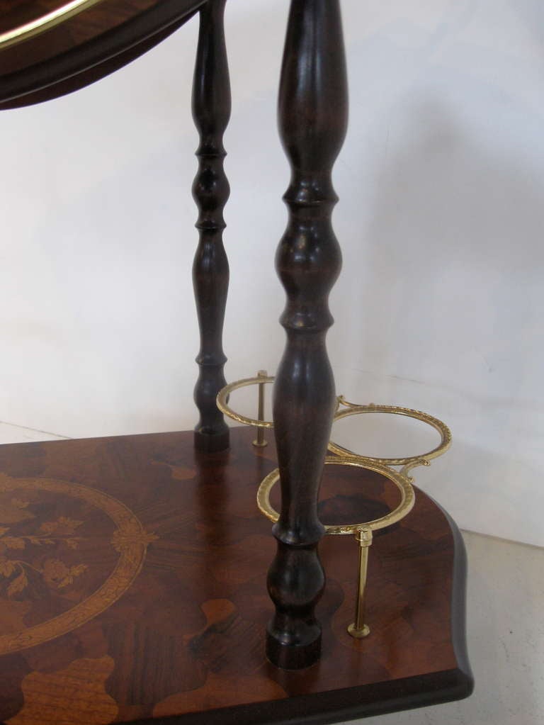 Drop Leaf Bar Cart with Marquetry Design 2