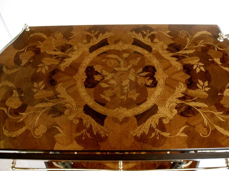 Drop Leaf Bar Cart with Marquetry Design 5