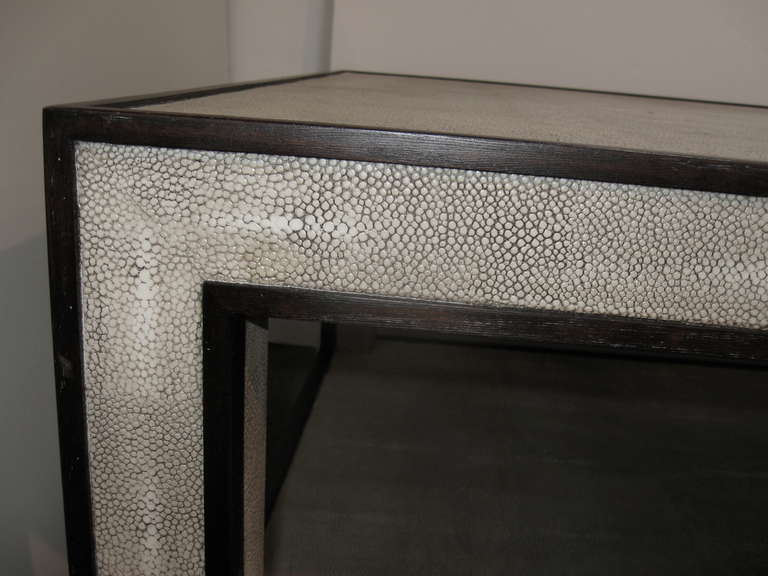 Wood Double Tiered Shagreen Coffee Table