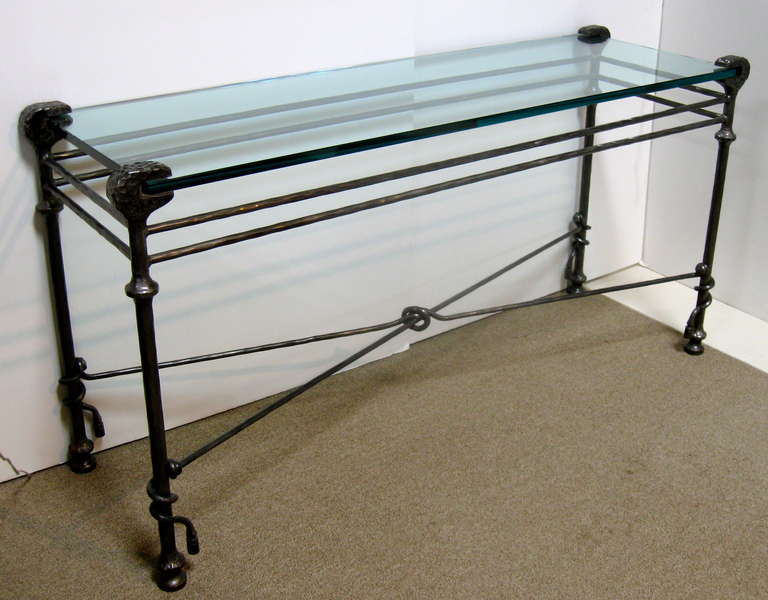 Italian Steel and Glass Console or Sofa Table