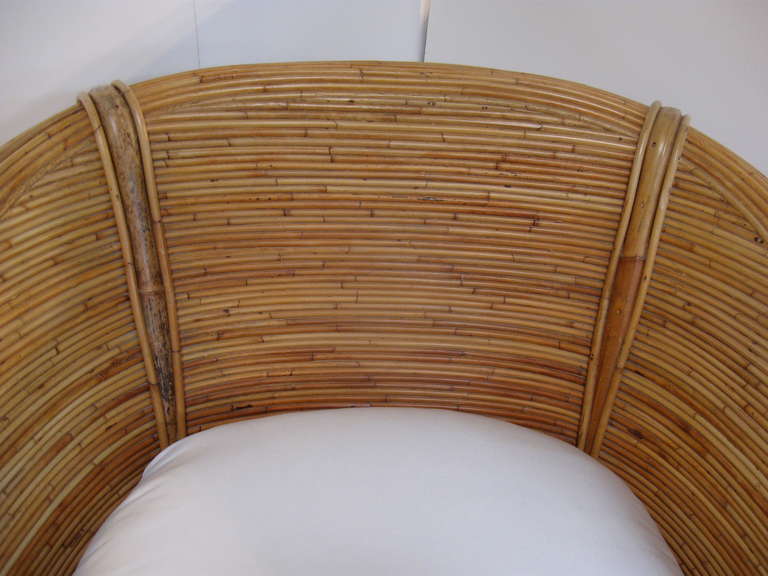 Pair of Reeded Wood and Bamboo Chairs For Sale 1