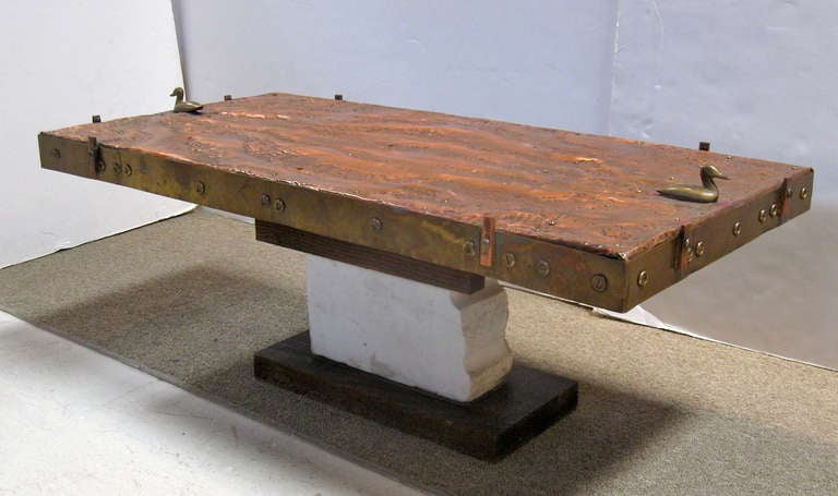 Mid-20th Century Copper and Brass Coffee Table