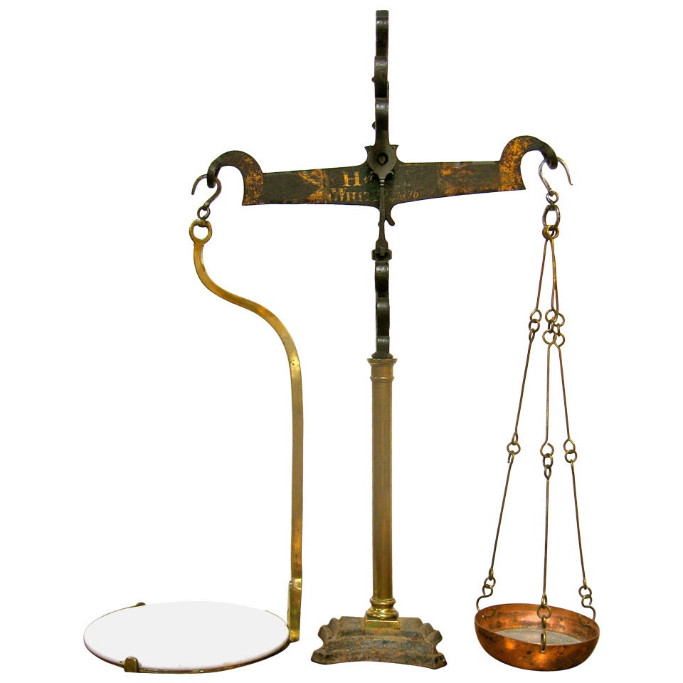 Large Brass and Iron Scale For Sale