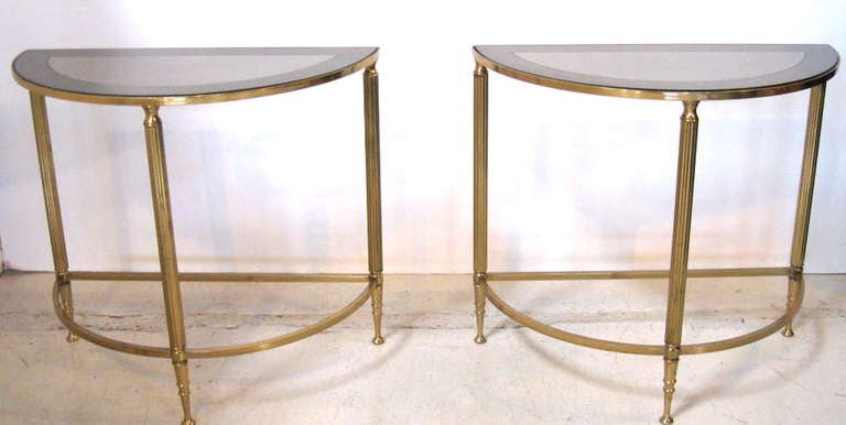 BRASS AND GLASS COFFEE TABLE IN THE STYLE OF BAGUES 2