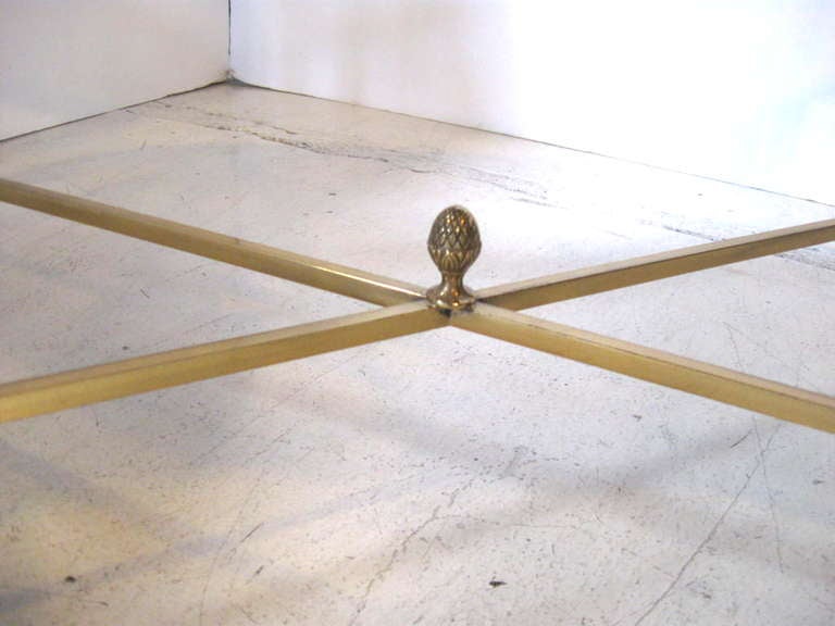 BRASS AND GLASS COFFEE TABLE IN THE STYLE OF BAGUES 4