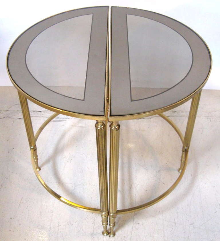 20th Century BRASS AND GLASS COFFEE TABLE IN THE STYLE OF BAGUES