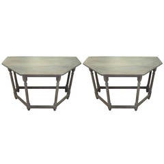 Pair of Limed Wood Consoles