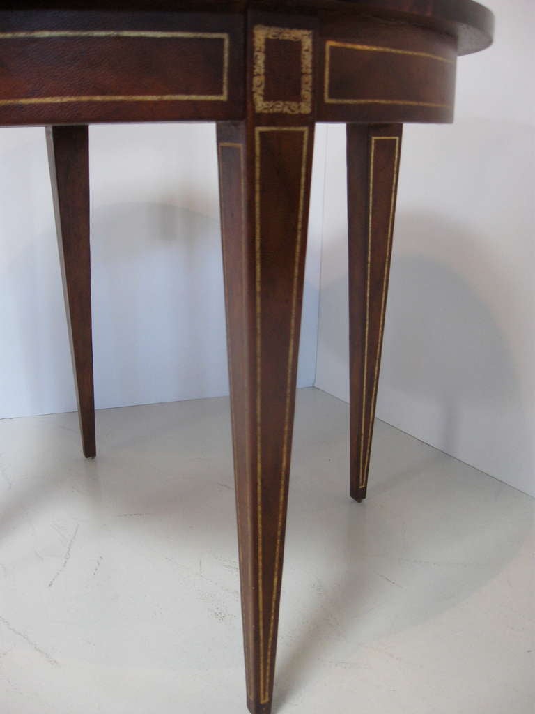 20th Century Leather and Wood Center / Side Table