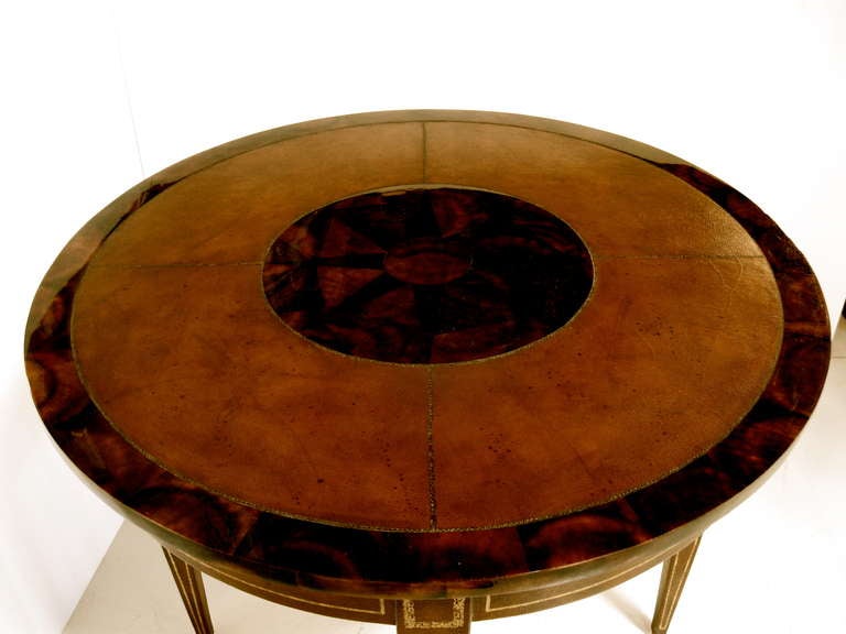 Leather and Wood Center / Side Table 4