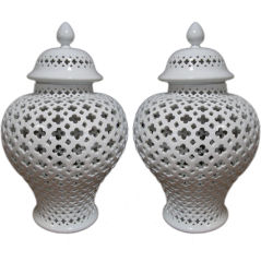 PAIR OF CERAMIC GINGER JARS
