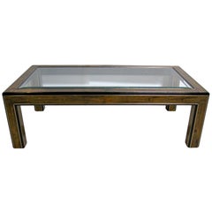 BRASS AND GLASS COFFEE TABLE BY MASTERCRAFT