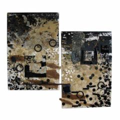MIXED MEDIA DIPTYCH ON CANVAS BY ELISE BLACK