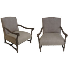 PAIR OF UPHOLSTERED LIBRARY CHAIRS