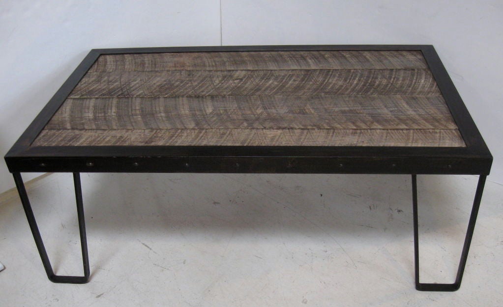 RUSTIC WOOD AND IRON COFFEE TABLE