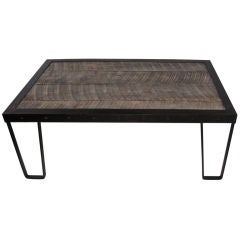 RUSTIC WOOD AND IRON COFFEE TABLE