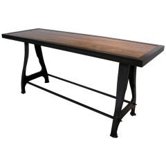 "INDUSTRIAL CHIC" IRON AND WOOD CONSOLE / SOFA TABLE