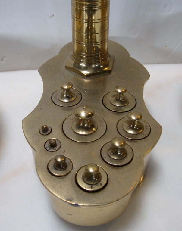20th Century BRASS BALANCE SCALE WITH WEIGHTS