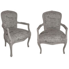 PAIR OF LOUIS XV STYLE PAINTED ARM CHAIRS