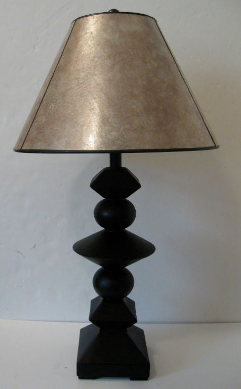 PAIR OF GEOMETRIC FORM IRON LAMPS