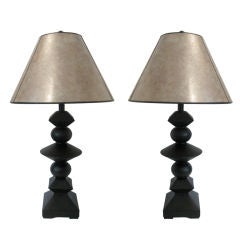 Vintage PAIR OF GEOMETRIC FORM IRON LAMPS