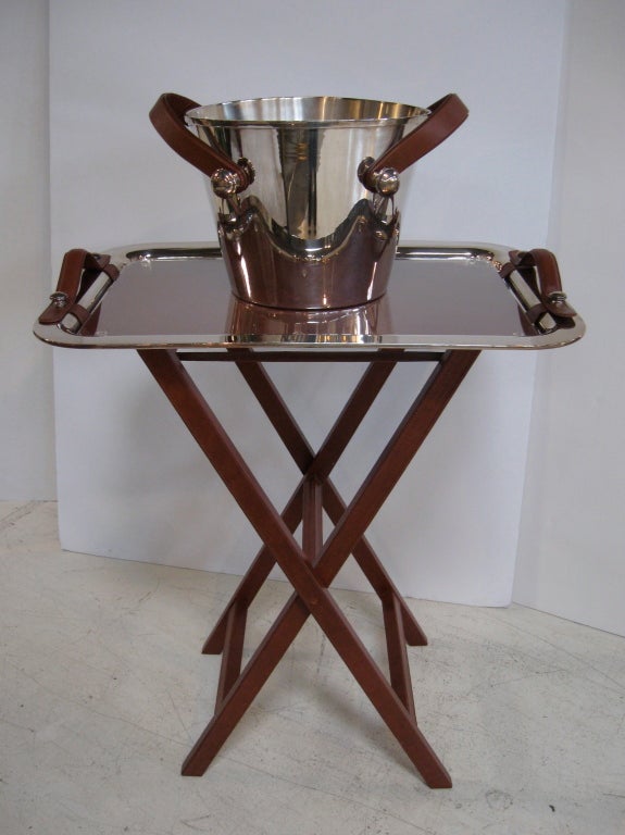 BUTLER'S TRAY TABLE WITH MATCHING ICE BUCKET