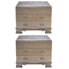 PAIR OF SILVER LEAF CHESTS / COMMODES