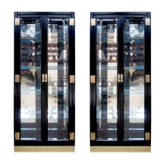 PAIR OF WOOD AND GLASS DISPLAY / VITRINE CABINETS BY AMERICAN OF