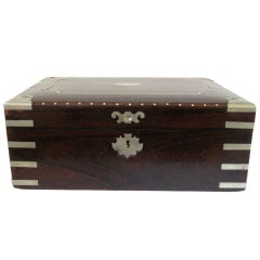 ENGLISH ROSEWOOD BOX WITH SILVER TRIM
