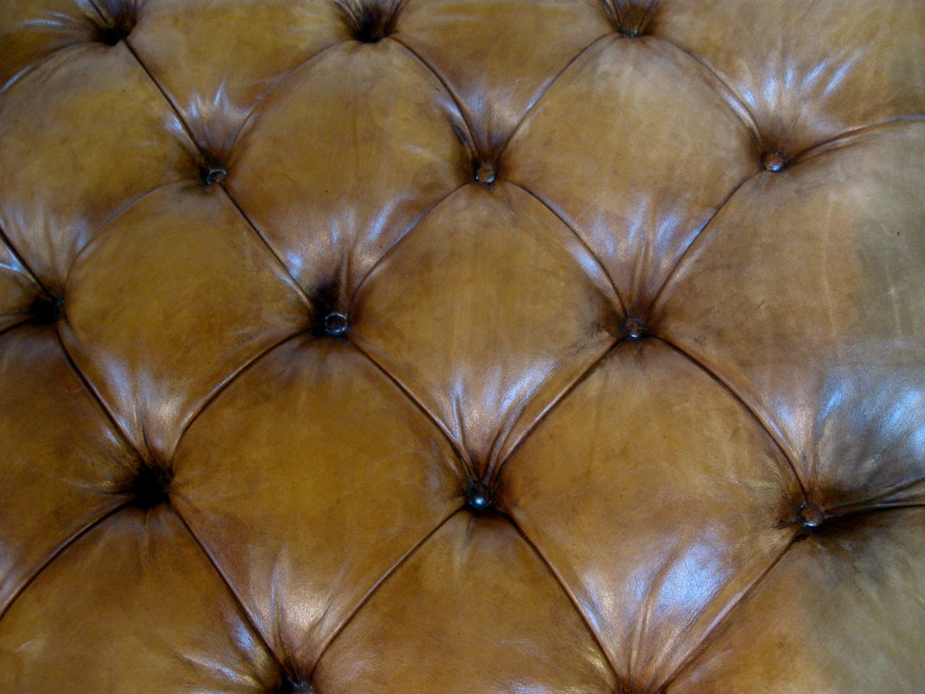 American Large Leather Ottoman by George Smith