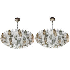 Pair of Spectacular Handblown Murano Glass Polyhedral Chandeliers by Venini 7