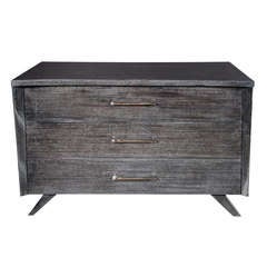 Exceptional Mid-Century Modernist Silver Cerused Oak Chest