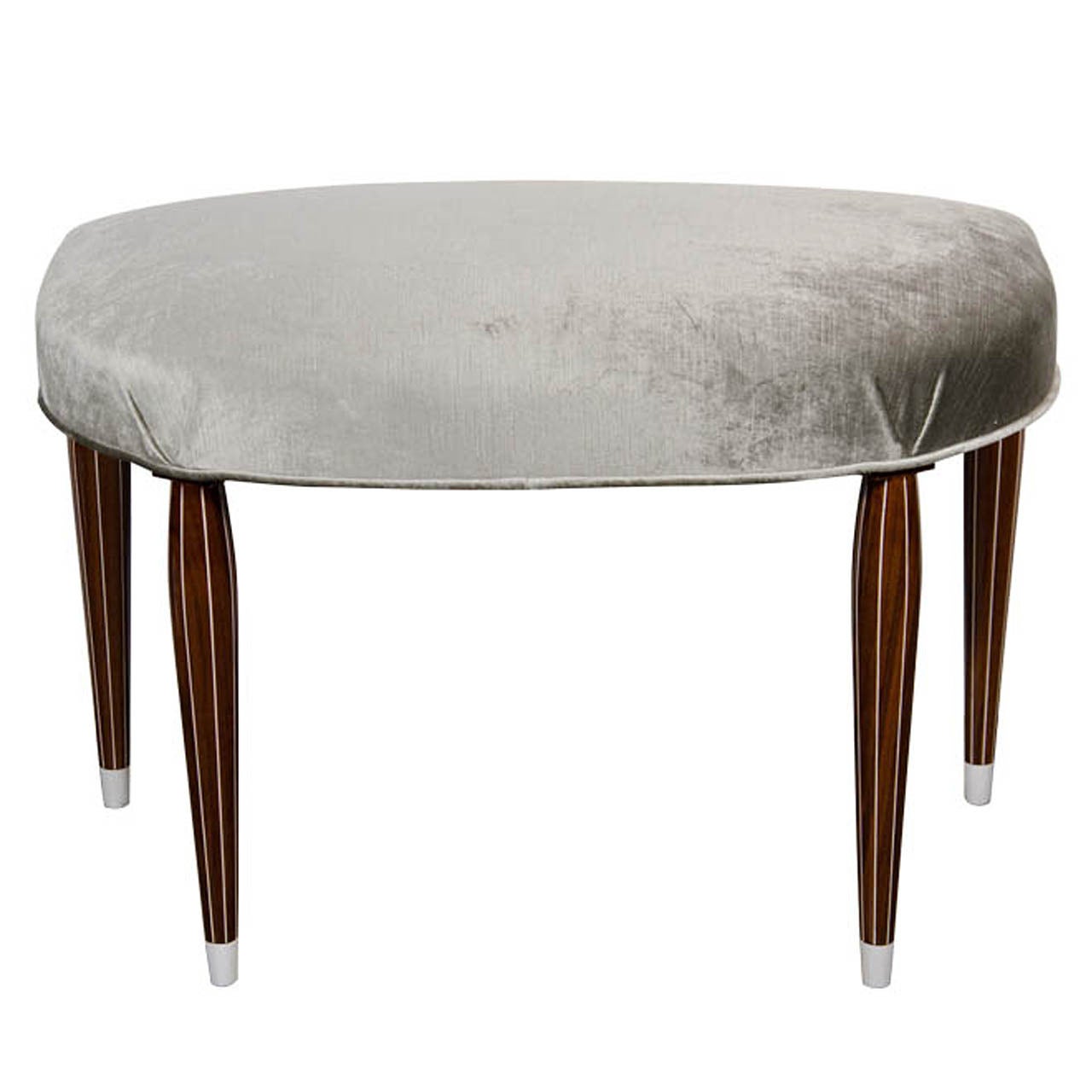 Elegant Art Deco Ruhlmann Style Bench in Amboyna Wood with Holly Inlay