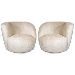 Sculptural Pair of Mid-Century Nautilus Swivel Chairs by Vladimir Kagan