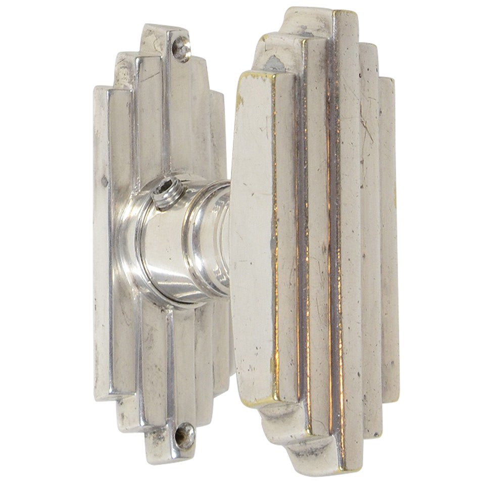 Art Deco Skyscraper Style Door Knob in Nickel