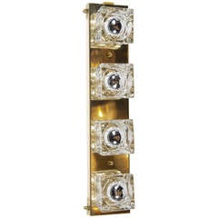 Mid-Century Modernist Glass Cube Sconce in Brass by Sciolari 11