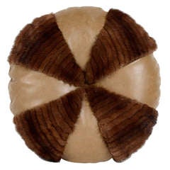 Vintage Lux Round Natural Mink Pillow