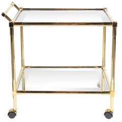 Sophisticated Mid-Century Brass Bar Cart with Mirrored details