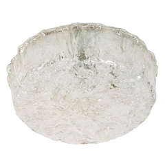 Mid-Century Modernist Flush Mount Chandelier by Kalmar with Rippled Textured Glass