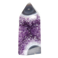 Beaming Amethyst Geode Obelisk with Lucite Base