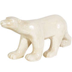 Art Deco Crackle Glaze Ceramic Polar Bear