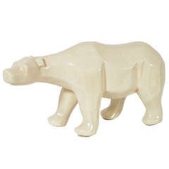 Art Deco Cubist Crackle Glaze Ceramic Polar Bear