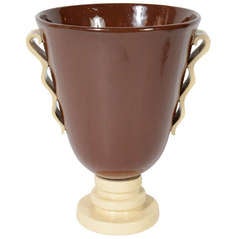 Neoclassical Art Deco Ceramic Urn Shape Vase by Boch Ferre