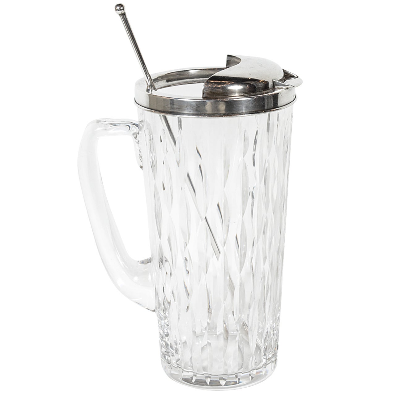 Glamorous Mid-Century Crystal and Sterling Silver Pitcher by Tiffany