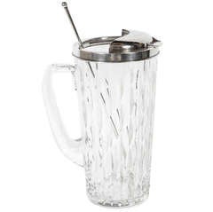 Glamorous Mid-Century Crystal and Sterling Silver Pitcher by Tiffany