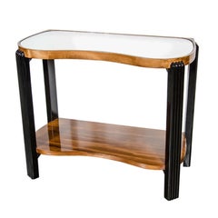 Art Deco Machine Age Side Table with Streamline Reeded Leg Design